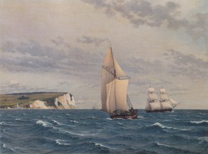 Mønin kallioiden eteläosa mereltä katsottuna. tekijältä Christoffer Wilhelm Eckersberg