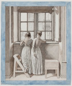 Ved et vindue ja kunstnerens atelier tekijältä Christoffer Wilhelm Eckersberg