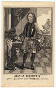 Muotokuva Venäjän Tsarevitš Aleksei Petrovitšista (1690-1718) (Alexis Petrovitsh Romanov) - Wiegel, Christoph (1654-1725) - 1710 - Kuparikaiverrus - 31,2x19,7 - Yksityiskokoelma