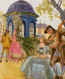 Schaferspiel / Shepherd Game (värillinen litografia)