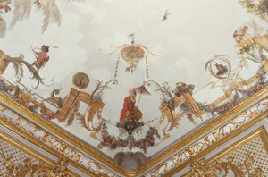 Grande Singerie, yksityiskohta, n. 1735 (seinämaalaus) tekijältä Christophe Huet