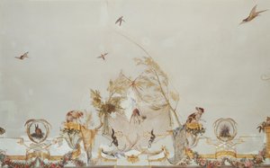 Grande Singerie, yksityiskohta, n. 1735 (seinämaalaus) tekijältä Christophe Huet