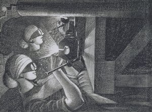 Asetyleenihitsaajat, 1917 (etsaus ja kuivakärki) tekijältä Christopher Richard Wynne Nevinson