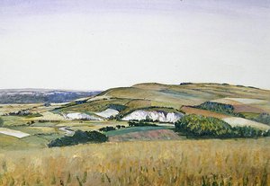 Amberley (akvarelli ja guassi paperille) tekijältä Christopher Richard Wynne Nevinson