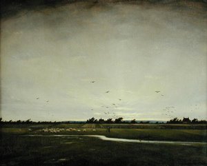 Englantilainen maisema, Romney Marsh (öljy kankaalle) tekijältä Christopher Richard Wynne Nevinson