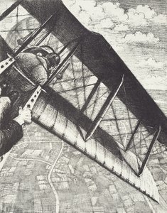 Pankkitoiminta 4000 jalan korkeudessa, n. 1918 (litho) tekijältä Christopher Richard Wynne Nevinson