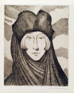 Edith Sitwell (1887-1964) 1927 (etsaus ja kuivakärki) tekijältä Christopher Richard Wynne Nevinson