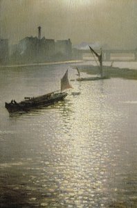 Waterloon sillalta: Aurinko paistaa sumun läpi, n. 1924 tekijältä Christopher Richard Wynne Nevinson