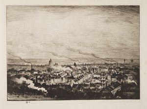 Lontoo, Parliament Hill, pub.1923 (etsaus) tekijältä Christopher Richard Wynne Nevinson