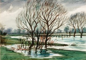 Willows, noin 1927 (akvarelli ja liitu) tekijältä Christopher Richard Wynne Nevinson