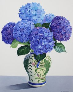 Blue Hydrangeas (akvarelli paperille)