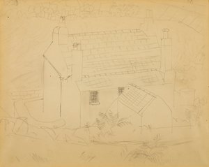 Mökki, Cornwall (kynä paperille) tekijältä Christopher Wood