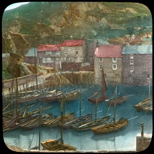 Kalastusveneet satamassa, Polperro, Cornwall, 1800-luvun loppu tai 1900-luvun alku
