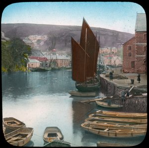 Looe, Cornwallin laiturilta 1800-luvun lopulta tai 1900-luvun alusta