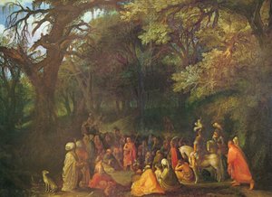 Saksa: Die Predigt Johannes des Täufers Johannes Kastajan saarnaaminen tekijältä Circle of Adam Elsheimer