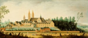 Näkymä Egmond-Binnenin luostariin, noin 1638 (öljy paneelille). tekijältä Claes Jacobsz. van der Heck