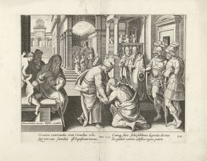 Cornelius polvistuu Petruksen eteen Apostolien teot (sarjan nimi) Acta Apostolorum (sarjan nimi) tekijältä Claes Jansz. Visscher (II) (attributed to workshop of)