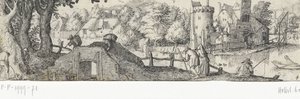 Näkymä linnalle Ammatit ja kasvot Amsterdamissa ja sen ympäristössä (sarjan nimi) tekijältä Claes Jansz. Visscher (II) (attributed to)