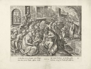 Paavali käännyttää Filippin naiset Apostolien teot (sarjan nimi) Acta Apostolorum (sarjan nimi) tekijältä Claes Jansz. Visscher (II) (attributed to workshop of)