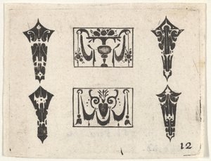 Blackwork Print kahdella vaakapaneelilla ja neljällä kehyksellä, n. 1620. tekijältä Claes Jansz Visscher