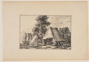Maatila, jossa on vaja kärryille, maisemasta (Verscheyden aerdige Lanthuysen...)
