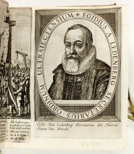 Albumi, joka sisältää hollantilaisia poliittisia painokirjoituksia ja lentolehtisiä, jotka käsittelevät Oranian prinssi Mauritsia ja Johan van Oldenbarneveltia. tekijältä Claes Jansz. Visscher II