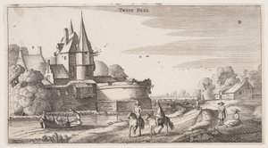 Maantie kylän ja bastionin varrella, teoksesta Landscapes (Playsante Lantschappen) tekijältä Claes Jansz. Visscher II