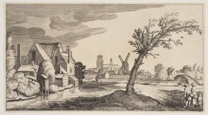 House on a Pond Outside a Town, alkaen Landscapes (Playsante Lantschappen)