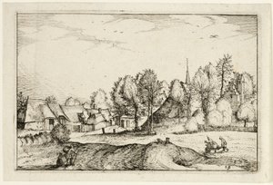 Tie kylään, levy yhdeksäntoista jälkeen Kuvia maatiloista, maalaistaloista ja maalaiskylistä (Praediorum villarum et rusticarum casularum icones). tekijältä Claes Jansz. Visscher II