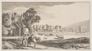 Roads along a Pasture, alkaen Landscapes (Playsante Lantschappen) tekijältä Claes Jansz. Visscher II