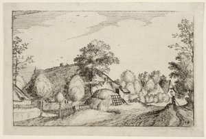 Kylätie, levy kahdestoista maatilojen, maalaistalojen ja maalaiskylien kuvien jälkeen (Praediorum villarum et rusticarum casularum icones). tekijältä Claes Jansz. Visscher II