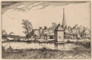 Lampi ja kylä tekijältä Claes Jansz Visscher after Johannes van Doetechum, the Elder after Lucas
