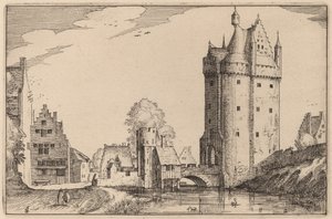 Kaupungin portti tekijältä Claes Jansz Visscher after Johannes van Doetechum, the Elder after Lucas