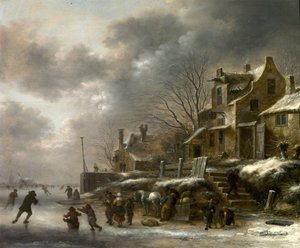 Talvikohtaus, Joki taitoluistelulla, 1671