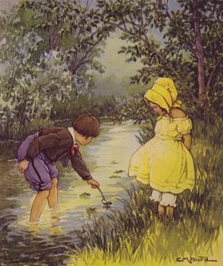 Lapsen jakeiden puutarha: Minne veneet menevät? (väri litho) tekijältä Clara Miller Burd