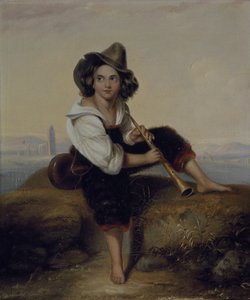 Talonpoikapoika piipulla lähellä Flavian akveduktia, n. 1844 (öljy kankaalle)