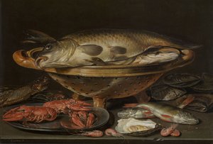 Asetelma kalan kanssa, noin 1612-1621.