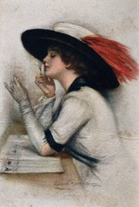 Tyylikäs nuori nainen äänestämässä vuoden 1920 vaaleissa Yhdysvalloissa, 1900-luku (värilitho) tekijältä Clarence F. Underwood