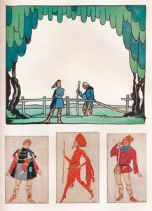 Lavasteet As You Like It -näytökselle I, kohtaus I ja Amiensin ja Lebeaun puvut, 1919