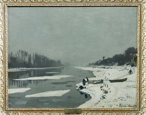 Glacons on the Seine at Bougival ... tekijältä Claude (follower of) Monet