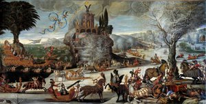 Neljä elementtiä: Water Scene talvimaisema, kuningas Ludvig XIII on edustettuna Neptunuksessa, Anne Itävalta Amphitritissä, Prinssi ja tuleva kuningas Ludvig XIV veneessä. Claude Deruetin (1588-1662) maalaus. Himmeä. 2,27 x 1,12 m. 1640-1641. Orleans. Muse
