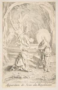 Kristus ilmestyy Maria Magdalenalle.a.n.d. Tekijät: Claude Gillot, Jacques Gabriel Huquier. tekijältä Claude Gillot, Jacques Gabriel Huquier