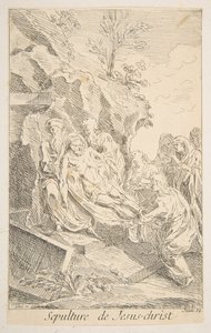 Kristuksen hautaus.n.d. Tekijät: Claude Gillot, Jacques Gabriel Huquier.