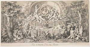 Fawnin juhla, metsien jumala, n. 1740 tekijältä Claude Gillot