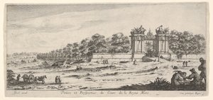 Näkymä Kuningataräidin asunnon portille, sarjasta Näkymät ja uusi ..., n. 1644. tekijältä Claude Goyrand