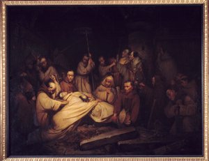 Tulevien kreivi. Commingesin kreivin muistomerkkien viimeinen kohtaus edustaa The Count of Commingesia tunnustamassa Adelaiden hänen kuolemansa jälkeen. Maalaus Francois de Baculard d