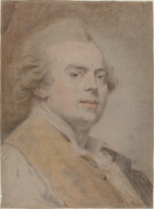 Omakuva, n. 1780 (punainen ja musta liitu ja pastelli paperille) tekijältä Claude Jean Baptiste Hoin