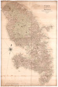 Suureksi pienennetty Martiniquen saaren kartta, tehty vuonna 1763, nd [1797] (käsikirjoitus) tekijältä Claude Joseph Sauthier