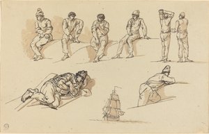 Kahdeksan hahmotutkimusta ja laiva merellä tekijältä Claude Joseph Vernet