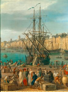 Marseillen satama 1700-luvulla Tavaroiden purkamista kuvaava yksityiskohta. Joseph Vernet